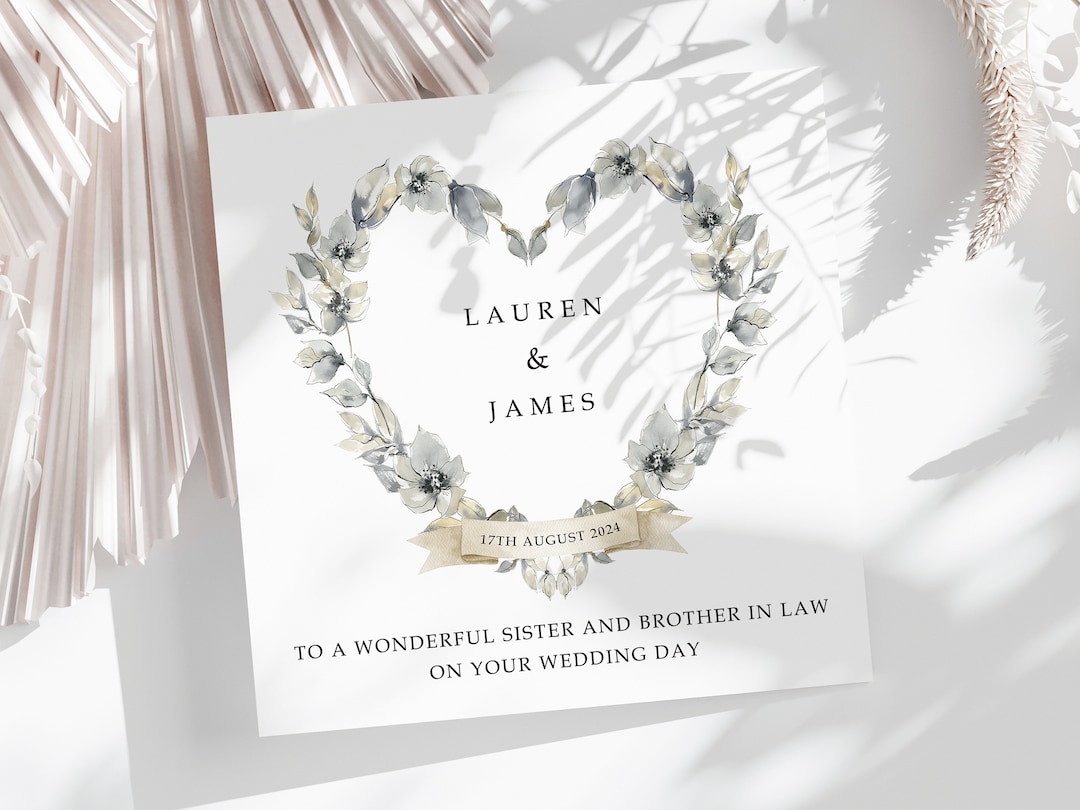 Sister and Brother in Law Wedding Card, Personalised, Sister and