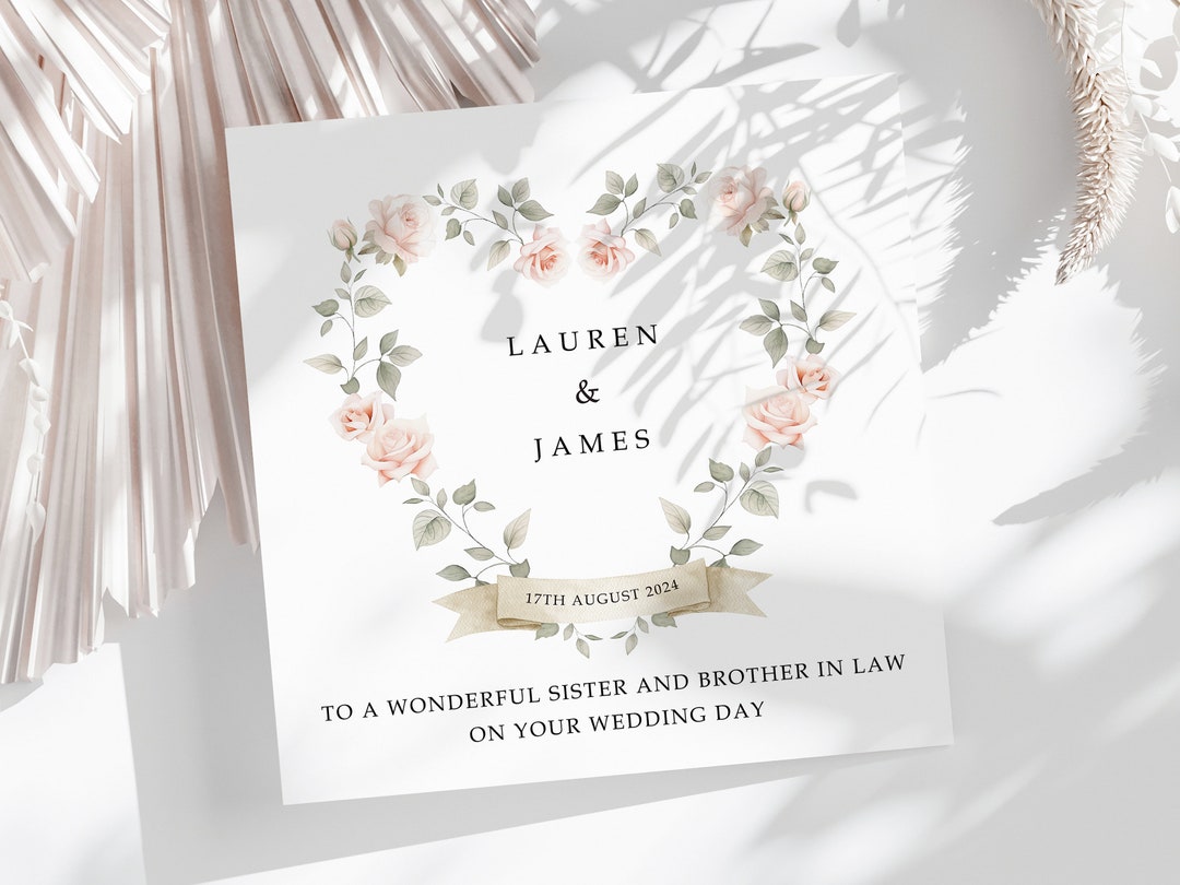 Sister and Brother in Law Wedding Card, Personalised, Sister and