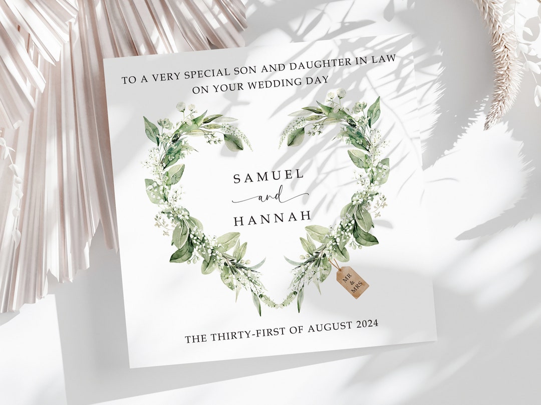Son and Daughter in Law Wedding Card, Personalised, Son and Wife
