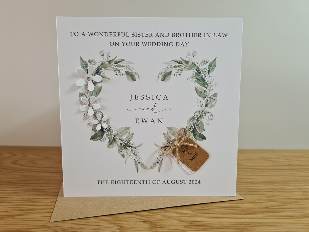 Handmade Wedding Card, Sister and Brother in Law Wedding Card