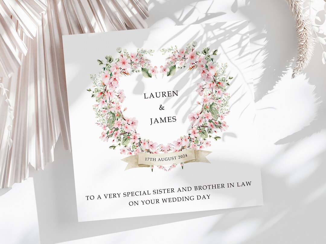 Sister and Brother in Law Wedding Card, Personalised, Sister and