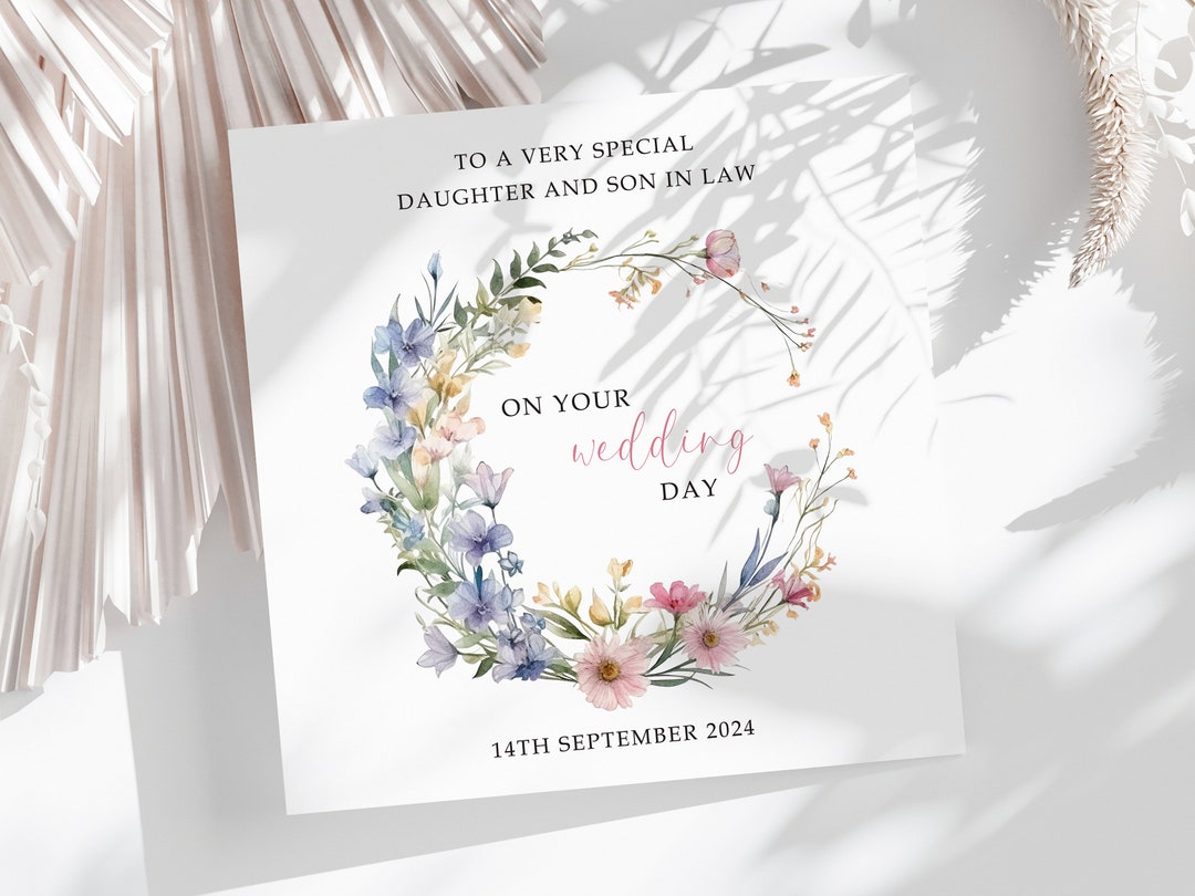 Daughter and Son in Law Wedding Card, Personalised, Daughter and