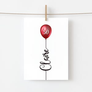 50th Birthday Card, Personalised, 50 Today, Happy 50th Birthday, 50 Balloon, Milestone Birthday, Fifty, 50, Mum, Auntie, Friend, Bestie Bild 3