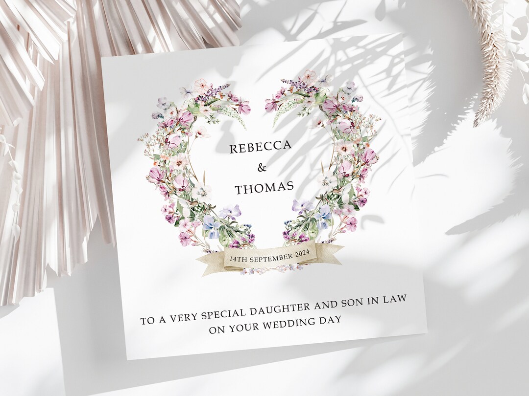 Daughter and Son in Law Wedding Card, Personalised, Daughter and