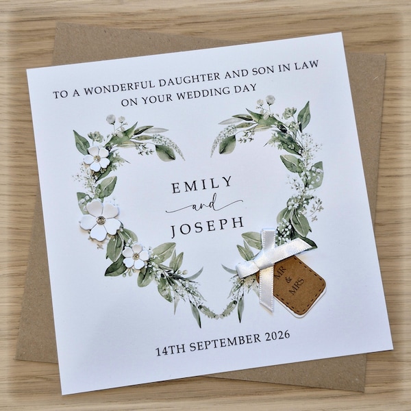 Handmade Wedding Card, Daughter and Son in Law Wedding, Personalised, Daughter and Daughter in Law, Daughter and Husband, Daughter and Wife