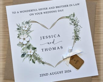 Handmade Sister and Brother in Law Wedding Card, Personalised, Sister and Sister in Law, Sister and Husband, Sister and Wife, Papercraft