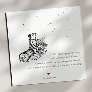 Perhaps They Are Not Stars Sympathy Card, Bereavement, Condolences, Sorry for your Loss, Thinking of You, In Loving Memory, Winnie the Pooh