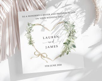 Sister and Brother in Law Wedding Card, Personalised, Sister and Husband Wedding Card, Sister Wedding Card,