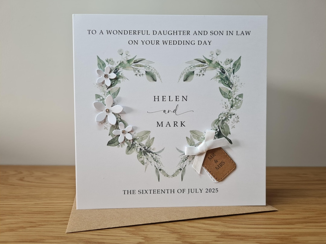 Handmade Wedding Card, Daughter and Son in Law Wedding, Personalised