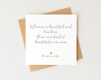 Wherever A Beautiful Soul Has Been, Sympathy Card, Bereavement, Condolences, Sorry for your Loss, Thinking of You, In Loving Memory, Support
