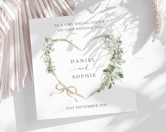 Personalised Wedding Card, Special Couple Wedding Card, Eucalyptus, Friend