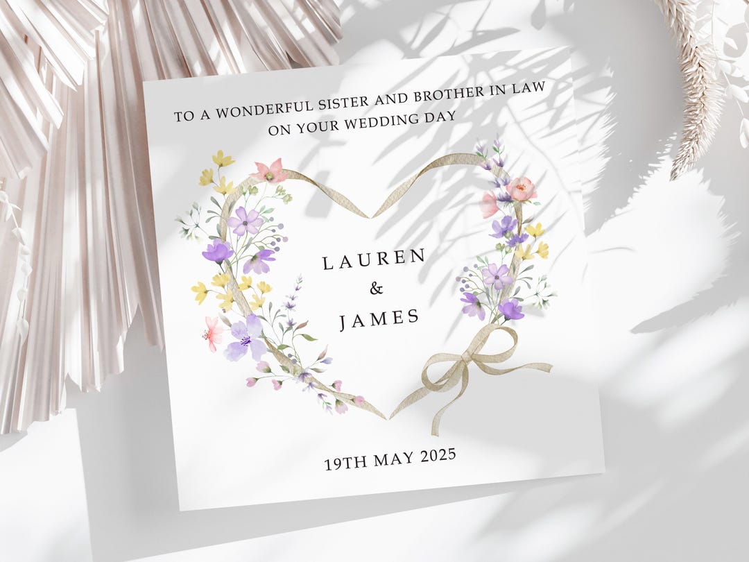 Sister and Brother in Law Wedding Card, Personalised, Sister and