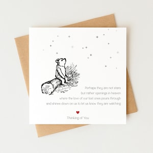 Perhaps They Are Not Stars Sympathy Card, Bereavement, Condolences, Sorry for your Loss, Thinking of You, In Loving Memory, Winnie the Pooh 画像 1