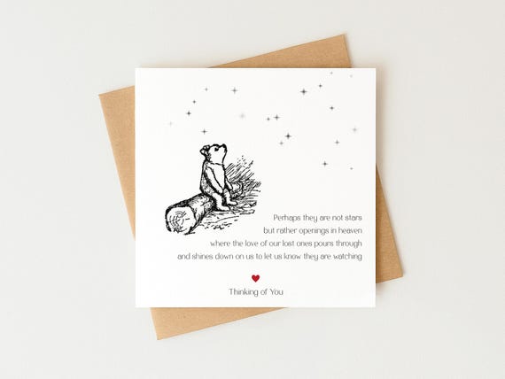 Perhaps They Are Not Stars Sympathy Card, Bereavement, Condolences, Sorry for your Loss, Thinking of You, In Loving Memory, Winnie the Pooh