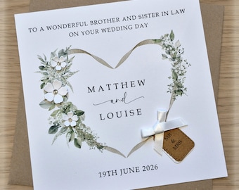 Handmade Brother and Sister in Law Wedding Card, Personalised, Brother and Brother in Law, Brother and Wife, Brother and Husband, Papercraft