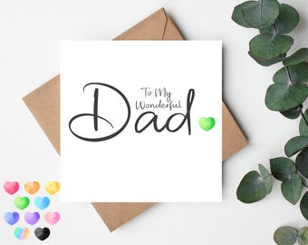 Dad Birthday Card, Birthday Card Dad, Fathers Day Card, Heart, Mens Birthday Card, Mans Birthday Card
