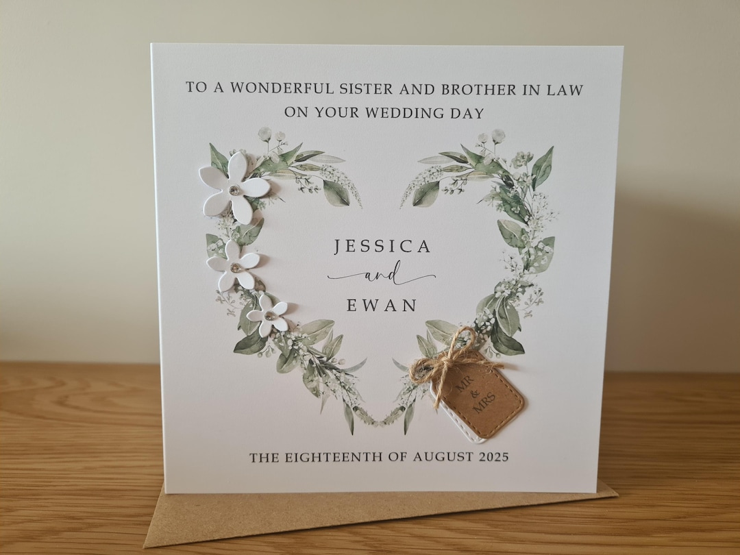Handmade Wedding Card, Sister and Brother in Law Wedding Card