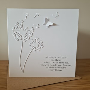 Sympathy Card, Handmade Sympathy Card, Dandelion, Bereavement, Condolences, Sorry for your Loss, Thinking of You, They're Beside You Forever