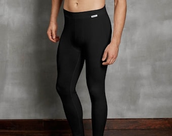 Merino Wool Workout Leggings for Men/Base Layer Underwear Leggings/Organic pants Rub 220gsm - Natural-Personalized Gold-2 Pieces