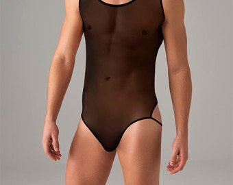 Men's Fancy Black Tulle Body\Lingerie For Men\Gay Costume\Farcy Body\femboy Underwear\Valentine's Gift\ Underwear For Men