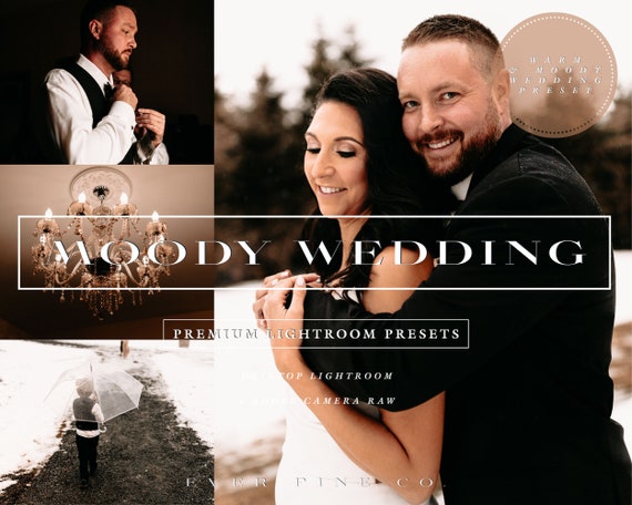 Moody Wedding Lightroom Presets, Warm Golden Tones (Desktop/Web CC/ACR Presets, XMP Files)