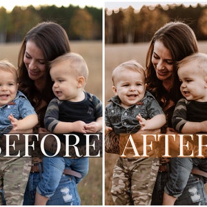Predefinições do Lightroom para desktop dourado + predefinições para celular. Predefinições de hora dourada ricas em marrom escuro e cinza, predefinições escuras e temperamentais para fotos de família imagem 6