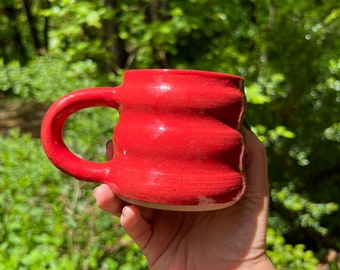 Wavy Bright Red Speckled Mug