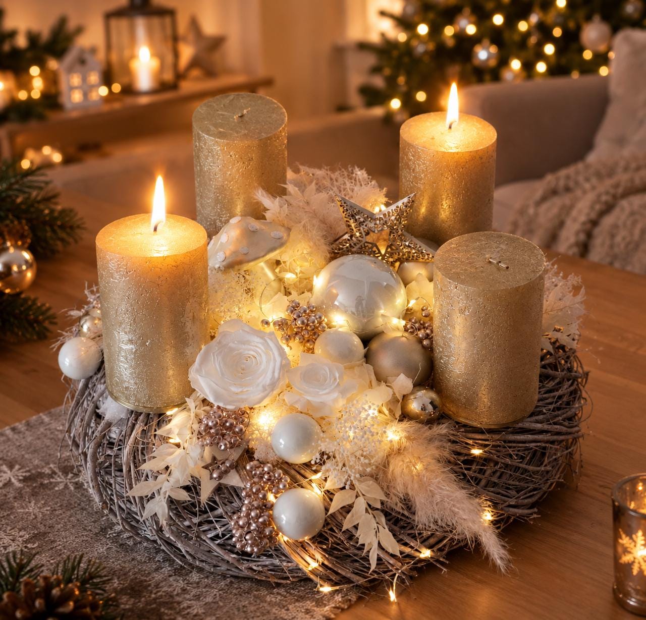 Adventskranz led lichterkette