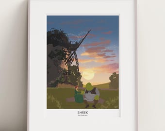 Shrek Travel Poster: Far Far Away Old Mill Art