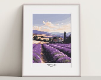 Provence Lavender Field Travel Print: France Art Poster