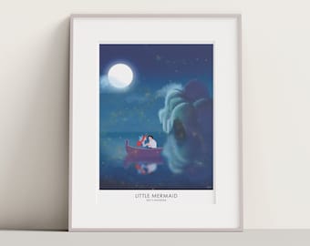 Little Mermaid 'Kiss the Girl' Travel Poster, Disney Art Print