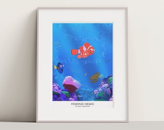 Vintage Finding Nemo Movie Poster, Dory and Nemo Poster, Vintage