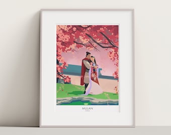 Mulan Travel Poster, Disney Movie Art, Blossom Print