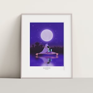 Aladdin travel poster. Disney Film print, Princess Jasmine, Agrabah movie poster,