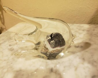 Murano Glass Made in Italy 1950s vintage piece Clear glass with gold and black interior design blown glass free shipping TripleJsOddities