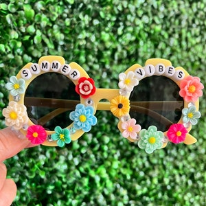 Toddler Kids Personalized Sunglasses  Kids Beaded Name Sunglasses  Custom Name Sunglasses  Summer Sunglasses