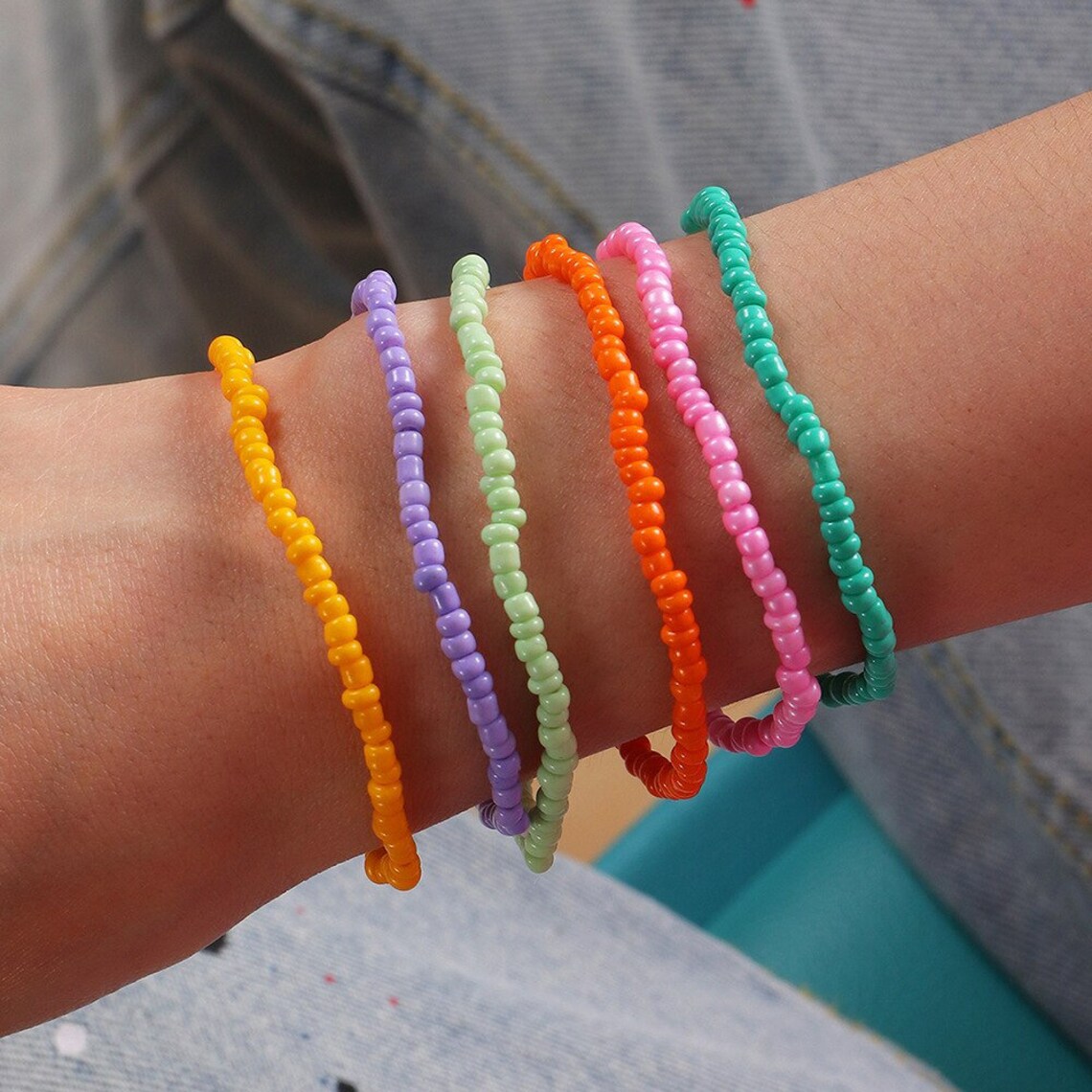 Beaded Heart Bracelet Beaded Star Bracelet Beaded Bracelet Etsy