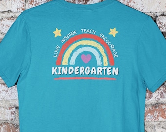 Kindergarten Shirt, Kindergarten Teacher Gift, First Day Of School Shirt, Teacher Shirt, Back To School Shirt, Rainbow Kindergarten Tee