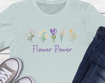 Wildflower T-shirt, Flower Power shirt, Floral Tee, Flower Shirt, Gift for Women, Ladies Shirts, Best Friend Gift, Boho,Floral Graphic Tee