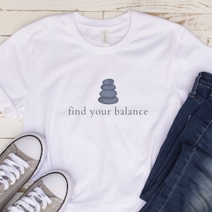 Find Your Balance Shirt, Rock Cairn T-Shirt, Stacked Stone Tee, Stone Balancing Shirt, Meditation Shirt, Workout Shirt, Zen T-Shirt,Yoga Tee