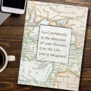 Go Confidently In The Direction Of Your Dreams Journal, Inspirational Hardcover Journal, Travel Journal,Thoreau Quote Journal,Lined Notebook