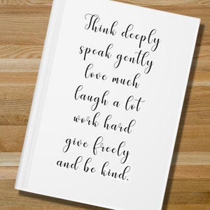Think Deeply White Hardcover Journal, Gratitude Journal, Inspirational Journal, Travel Journal, Positive Quote Journal, Spiritual Journal