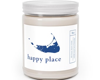 Nantucket Candle, Nantucket Island Map Happy Place 9oz Soy Candle, Coastal Home Decor, Housewarming Gift, Scented Ocean Beach House Candle