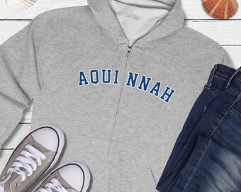 AQUINNAH Academic Full Zip Hooded Sweatshirt