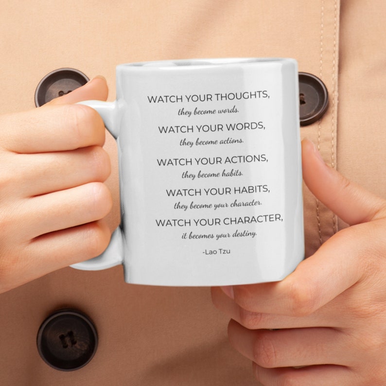 Watch Your Thoughts Mug, Lao Tzu Mug, Inspirational Mug, Motivational Mug, Positive Quote Mug, Spiritual Coffee Mug, Zen Mug,Mindfulness Mug image 1