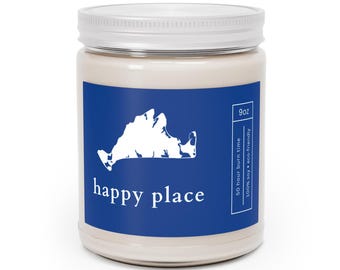 Martha's Vineyard Map Happy Place 9oz Soy Candle, Coastal Decor, Home Fragrance Gift, Beach House Candle, Vineyard candle gift
