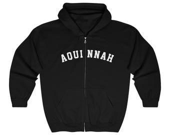AQUINNAH Academic Full Zip Hooded Sweatshirt