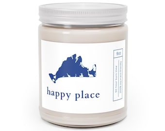 Martha's Vineyard Map Happy Place 9oz Soy Candle, Coastal Decor, Home Fragrance Gift, Beach House Candle, Vineyard candle gift