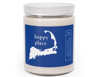 Cape Cod Map Happy Place 9oz Soy Candle - Coastal Home Decor, Beach House Gift, Nautical Decor, Ocean Inspired Candle