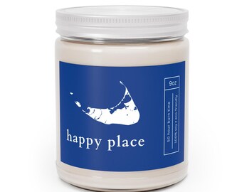 Nantucket Island Map Happy Place Scented Candle, 9oz Soy Candle - Coastal Home Decor, Relaxing Candle, Housewarming Gift, Ocean Lovers Gift,